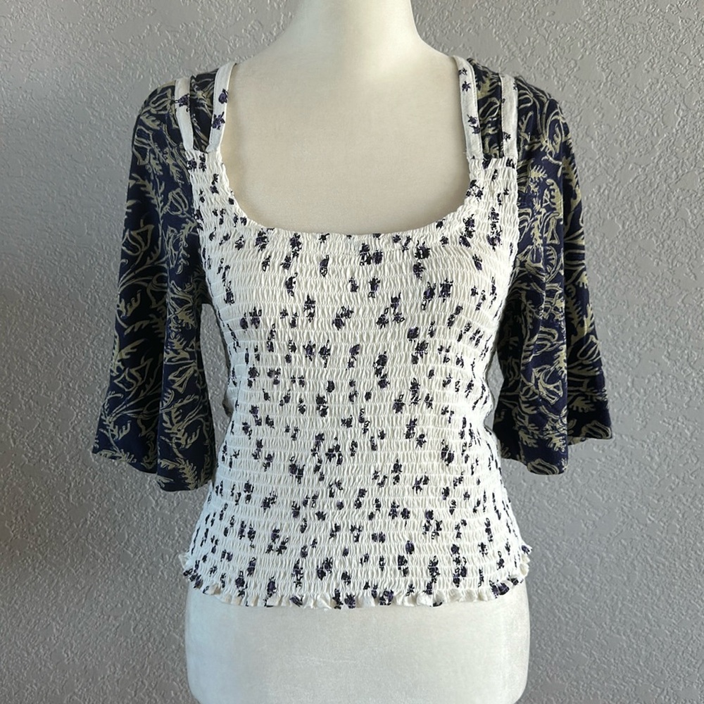 Free People | Marigold Mix Print Floral Smocked Top (NWT)